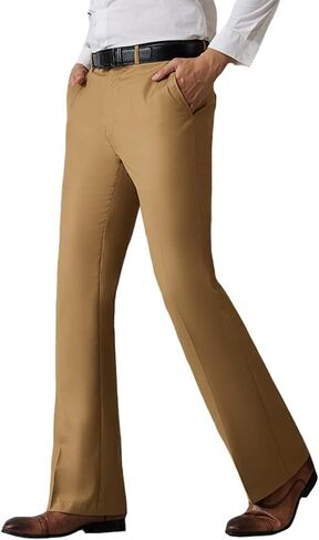 HAORUN Men Bell Bottom Flared Pants Slim Fit Retro 60s 70s Formal Dress Bootcut Trousers in Kuwait