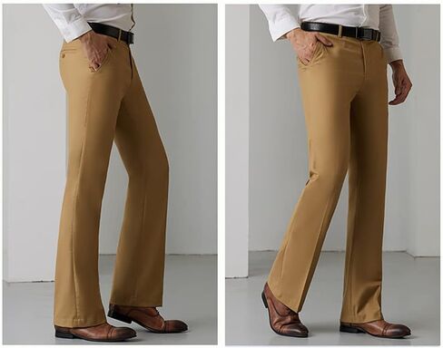 HAORUN Men Bell Bottom Flared Pants Slim Fit Retro 60s 70s Formal Dress Bootcut Trousers in Kuwait