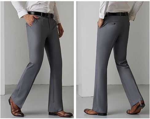 HAORUN Men Bell Bottom Flared Pants Slim Fit Retro 60s 70s Formal Dress Bootcut Trousers in Kuwait