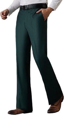 HAORUN Men Bell Bottom Flared Pants Slim Fit Retro 60s 70s Formal Dress Bootcut Trousers in Kuwait