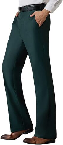 HAORUN Men Bell Bottom Flared Pants Slim Fit Retro 60s 70s Formal Dress Bootcut Trousers in Kuwait