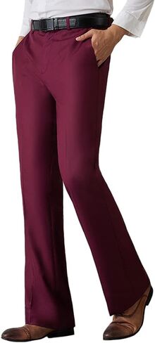 HAORUN Men Bell Bottom Flared Pants Slim Fit Retro 60s 70s Formal Dress Bootcut Trousers in Kuwait