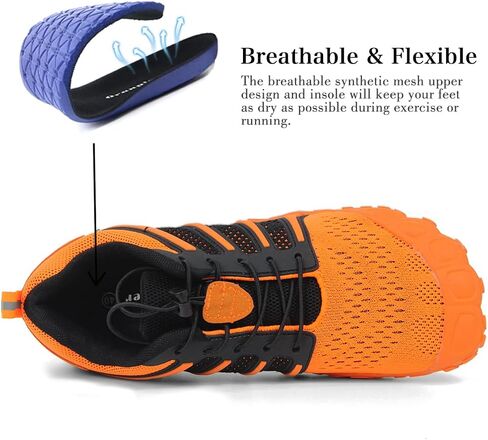 حذاء Oranginer شبكي مطاطي للرجال حافي القدمين - صندوق عريض عند الأصابع - بدون قطرة - حذاء جري بسيط in Kuwait