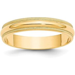 14k Yellow Gold 4mm Milgrain Plain Classic Dome Wedding Band Ring in Saudi Arabia