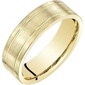 Peora Men's 6mm 14K Yellow Gold Wedding Ring Band for Men Classic Brushed Matte, Comfort Fit, Sizes 8 to 14 in Saudi Arabia