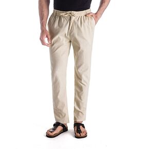 MUSE FATH Men’s Linen Drawstring Casual Beach Pants-Lightweight Summer Trousers