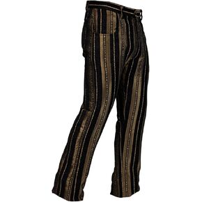 Shrine Men's Victorian Gothic Steampunk Rocker Pants Gold Black Stripe Tapestry in Saudi Arabia