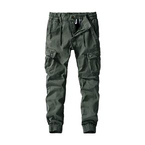 utcoco Mens Slim-Fit Casual Tapered-Leg Pockets Cotton Twill Military Jogger Pants