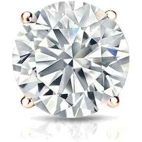 1/8 to 2 Carat Lab Grown Diamond Round Single Stud Earring in 14k Gold (E-F, SI1-SI2, cttw) 4-Prong Setting Screw Back Stud by Diamond Wish