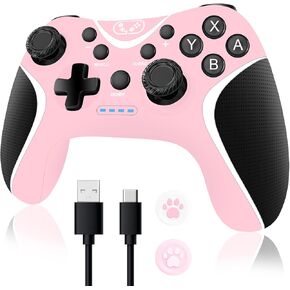 BRHE Wireless Switch Pro Controller,Nintendo Switch Controller with Programmable/Vibration/Turbo Compatibility with Nintendo Switch/Lite/OLED/Windows PC,Switch Remote Gamepad with 2 Thumb Caps
