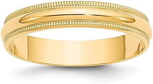 14k Yellow Gold 4mm Milgrain Plain Classic Dome Wedding Band Ring in Saudi Arabia