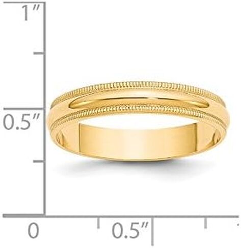 14k Yellow Gold 4mm Milgrain Plain Classic Dome Wedding Band Ring in Saudi Arabia