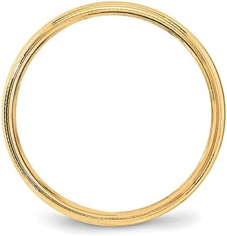14k Yellow Gold 4mm Milgrain Plain Classic Dome Wedding Band Ring in Saudi Arabia