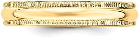 14k Yellow Gold 4mm Milgrain Plain Classic Dome Wedding Band Ring in Saudi Arabia