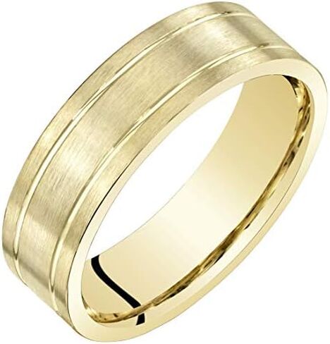 Peora Men's 6mm 14K Yellow Gold Wedding Ring Band for Men Classic Brushed Matte, Comfort Fit, Sizes 8 to 14 in Saudi Arabia