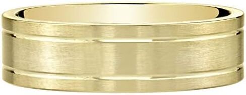 Peora Men's 6mm 14K Yellow Gold Wedding Ring Band for Men Classic Brushed Matte, Comfort Fit, Sizes 8 to 14 in Saudi Arabia