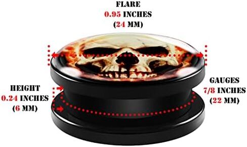 Pair of Black Acrylic Screw-fit Flesh External Tunnels Piercing Jewelry Stretcher Ear Ring Skull logo Earring Lobe Plugs in Saudi Arabia