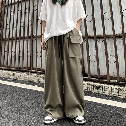 Arynna Goth Baggy Cargo Pants Outdoor Y2K Causal Trousers BDU Hippie Loose Wide-Leg Patchwork Pants with Large Pockets in Saudi Arabia