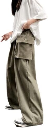 Arynna Goth Baggy Cargo Pants Outdoor Y2K Causal Trousers BDU Hippie Loose Wide-Leg Patchwork Pants with Large Pockets in Saudi Arabia