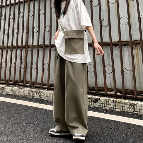 Arynna Goth Baggy Cargo Pants Outdoor Y2K Causal Trousers BDU Hippie Loose Wide-Leg Patchwork Pants with Large Pockets in Saudi Arabia