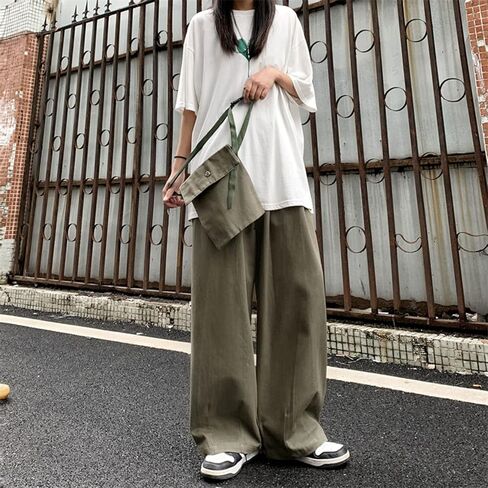 Arynna Goth Baggy Cargo Pants Outdoor Y2K Causal Trousers BDU Hippie Loose Wide-Leg Patchwork Pants with Large Pockets in Saudi Arabia