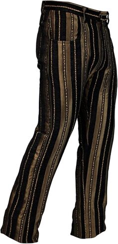 Shrine Men's Victorian Gothic Steampunk Rocker Pants Gold Black Stripe Tapestry in Saudi Arabia