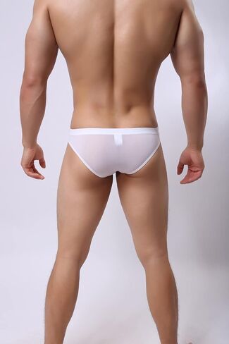 Mens Solid Color Ice Silk Open Front Bikini Briefs Underwear in Saudi Arabia
