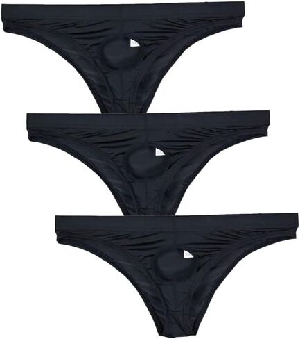 Mens Solid Color Ice Silk Open Front Bikini Briefs Underwear in Saudi Arabia