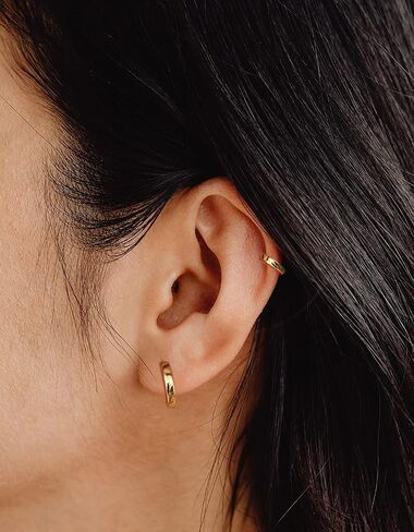 CUSUA 3 Pairs Small Huggie Hoop Earrings for Women 14K Gold Cartilage Hoop Earring | Hypoallergenic Tiny Huggie Earrings Sets for Men Women 6mm/8mm/10mm in Kuwait