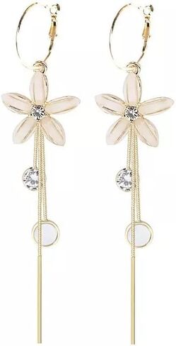 YUNXI Acrylic Petal Zircon Tassels Flower Earring Transparent Acrylic Petal Crystal Stamen Long Tassels Sunflower Drop Earring in Saudi Arabia