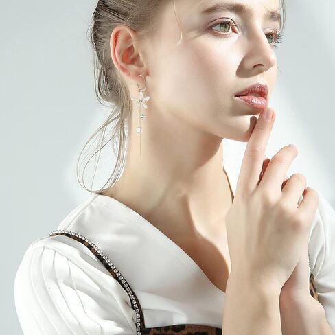 YUNXI Acrylic Petal Zircon Tassels Flower Earring Transparent Acrylic Petal Crystal Stamen Long Tassels Sunflower Drop Earring in Saudi Arabia