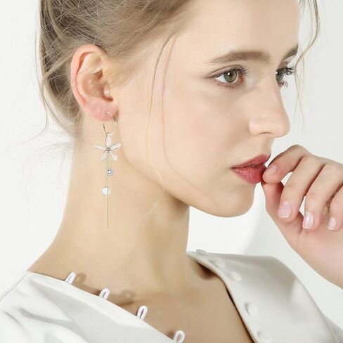 YUNXI Acrylic Petal Zircon Tassels Flower Earring Transparent Acrylic Petal Crystal Stamen Long Tassels Sunflower Drop Earring in Saudi Arabia