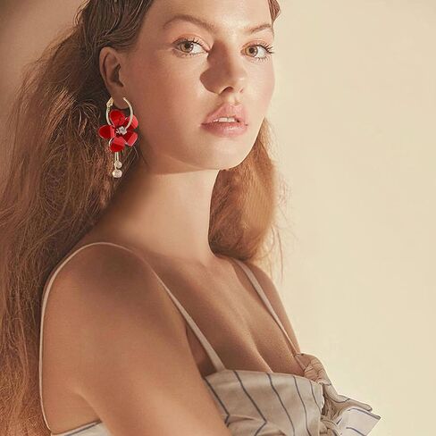 YUNXI Acrylic Petal Zircon Tassels Flower Earring Transparent Acrylic Petal Crystal Stamen Long Tassels Sunflower Drop Earring in Saudi Arabia