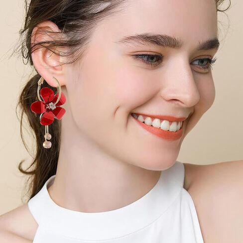 YUNXI Acrylic Petal Zircon Tassels Flower Earring Transparent Acrylic Petal Crystal Stamen Long Tassels Sunflower Drop Earring in Saudi Arabia