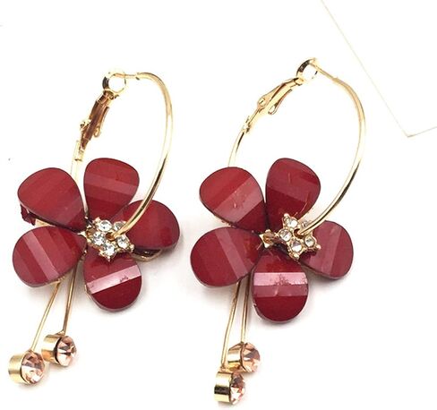 YUNXI Acrylic Petal Zircon Tassels Flower Earring Transparent Acrylic Petal Crystal Stamen Long Tassels Sunflower Drop Earring in Saudi Arabia