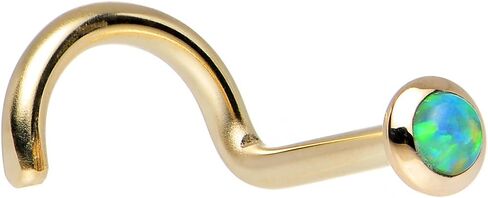 Body Candy 14k Yellow Gold 2mm Lime Synthetic Opal Right Nose Stud Screw 18 Gauge 1/4" in Saudi Arabia