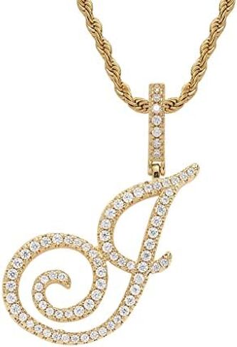 charlinliol Initial Letter Necklace Gold Plated Women/Men Iced Out Initial Letter Pendant Necklace with 24" Rope Chain in Kuwait