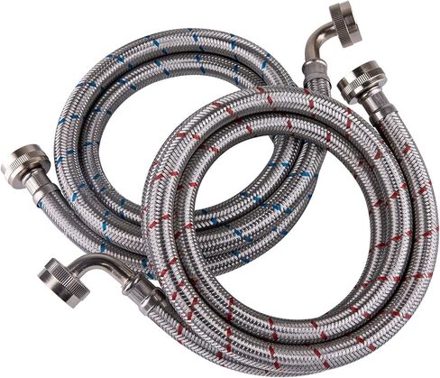 Hausen 48-Inch Stainless steel Washing machine connector 4 Feet - Elbow, Washing Machine Supply Line, 1-Pack in Kuwait