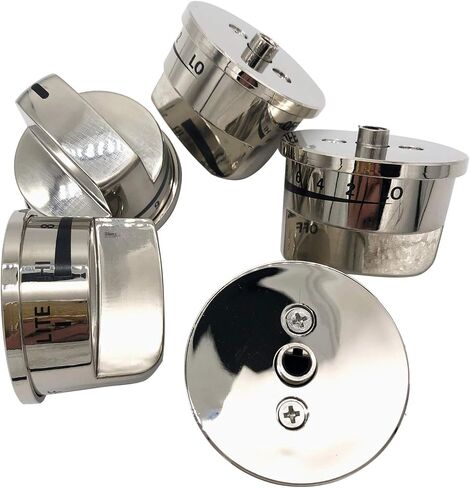 4 (EBZ37189611) Knobs & 1 (EBZ37189609) Super Boil Knob Burner Range Control Knob Kit Replace for EBZ37189601 EBZ37189602 Compatible with LG Gas Range D-shaped Shaft Stainless Steel Replaces AH3534129 in Saudi Arabia