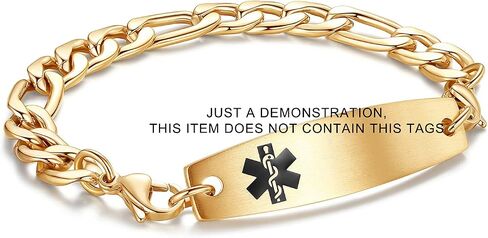 LinnaLove-Stainless Steel Figaro Chain lnterchangeable Medical Alert Bracelets - (Just Chain) in Saudi Arabia
