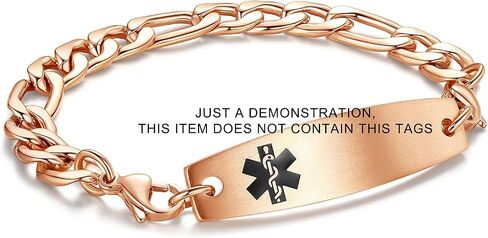 LinnaLove-Stainless Steel Figaro Chain lnterchangeable Medical Alert Bracelets - (Just Chain) in Saudi Arabia