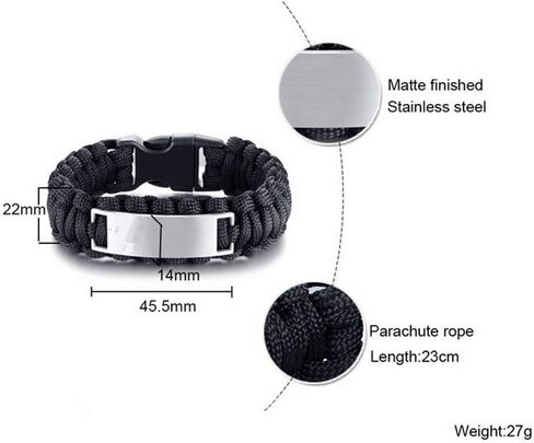 Medical Alert Necklaces and Bracelets Set for Men Stainless Steel Medic ID Identification Pendant Necklace Camouflage Dog Tag & Paracord Cuff Bracelet Allergy Awareness Jewelry for Adult,Customizable in Saudi Arabia
