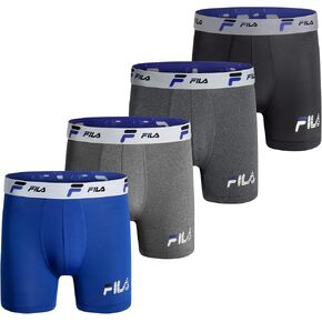 Fila Men's 6" Trunk No Fly Front with Pouch, Jersey & Mesh, 4-Pack