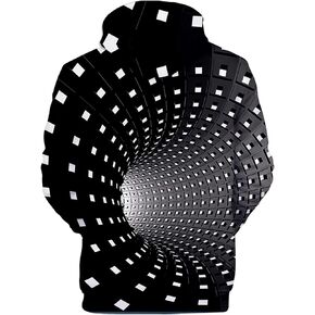 Mens Hoodies Men's 3D Printing Creative Round Neck Casual Long Shirts Top Blouse Zipper Hoodies for Men in Kuwait