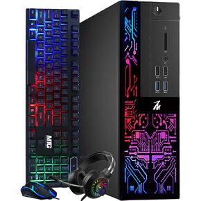 Gaming PC Desktop, Intel Core i3-6100, TechMagnet Siwa 6, 16GB RAM, 480GB SSD (Fast Boot), 2TB HDD, AMD RX 550 4GB DDR5, WiFi, RGB Headphone Keyboard Mouse, Windows 10 Pro (Renewed) in Kuwait