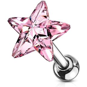 Covet Jewelry Star Crystal Top 316L Surgical Steel Cartilage, Tragus Barbell Stud in Kuwait