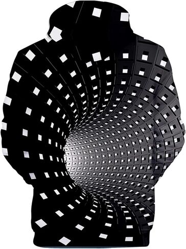 Mens Hoodies Men's 3D Printing Creative Round Neck Casual Long Shirts Top Blouse Zipper Hoodies for Men in Kuwait