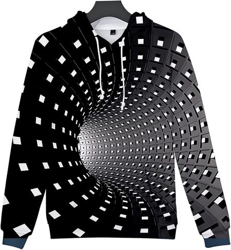 Mens Hoodies Men's 3D Printing Creative Round Neck Casual Long Shirts Top Blouse Zipper Hoodies for Men in Kuwait