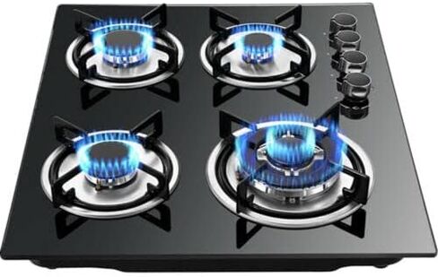 23/30" 5 Burners Gas Cooktop Black Tempered Glass Gas Cooktop Built-in LPG/NG Cooker Convertible Natural Gas Propane Cooktops for Home, Restaurtant, RVs in Kuwait