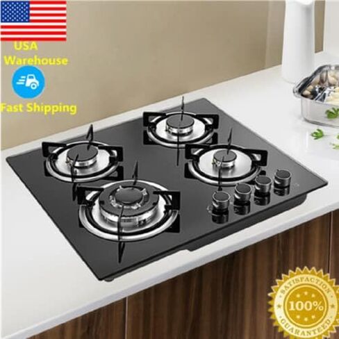 23/30" 5 Burners Gas Cooktop Black Tempered Glass Gas Cooktop Built-in LPG/NG Cooker Convertible Natural Gas Propane Cooktops for Home, Restaurtant, RVs in Kuwait